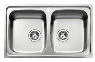 Intra Universo dobbel køkkenvask 790x500mm med strainer, UNI200